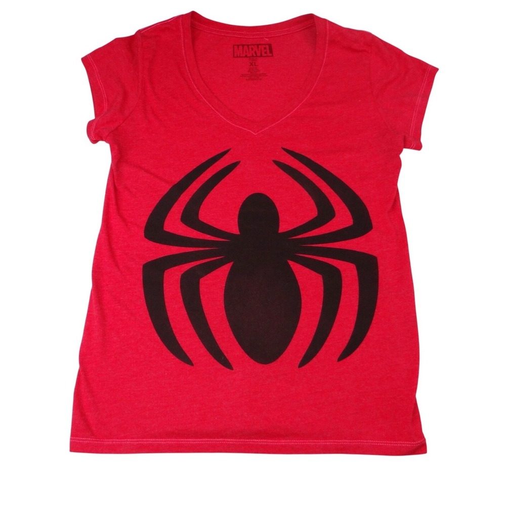 Marvel Spider‎ Man Graphic Womens V Neck T Shirt Red XL